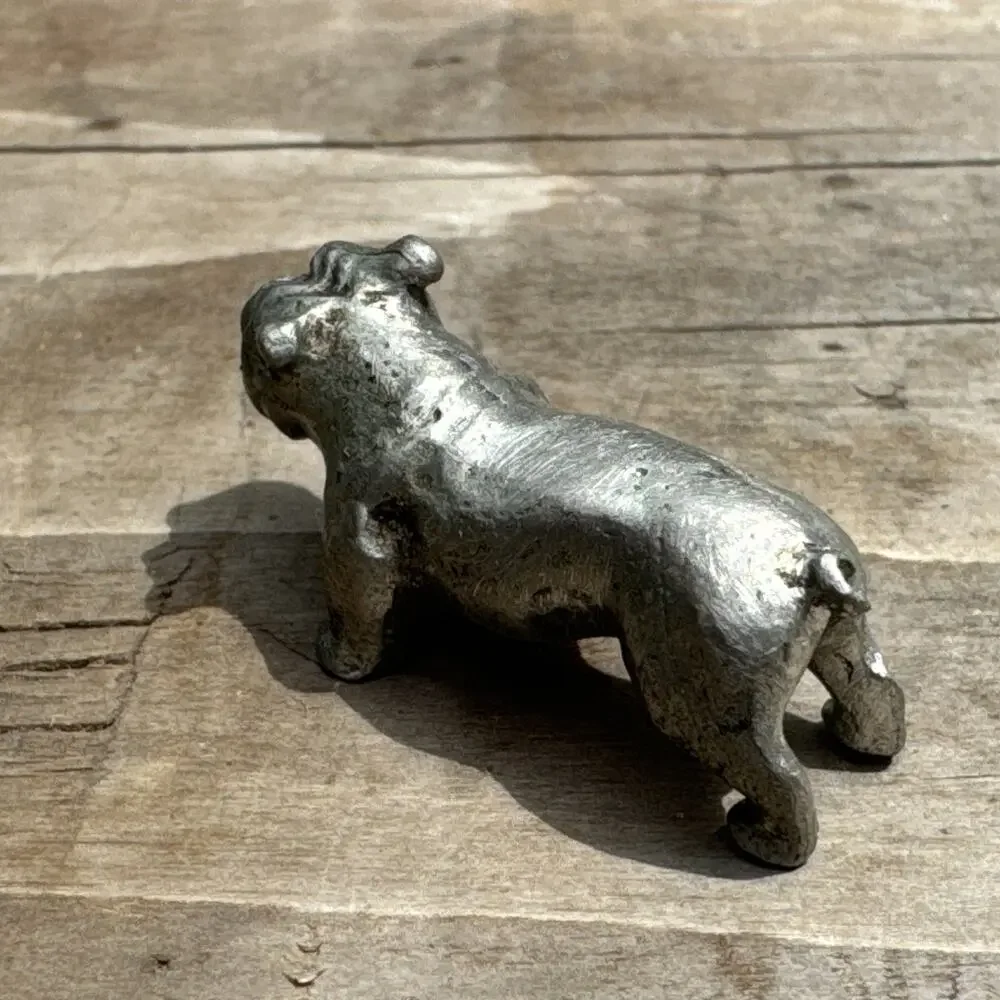 Vintage Solid Miniature Pewter Bulldog Figurine Signed Rawclif Pewter 1987